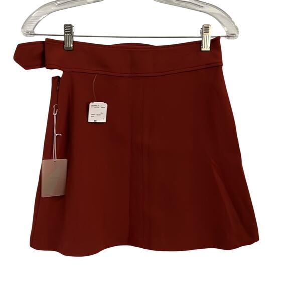 Forever 21 NWT Rust Mini Skirt Juniors Size XS Cut Out Waist Buckle Pockets - Picture 2 of 8